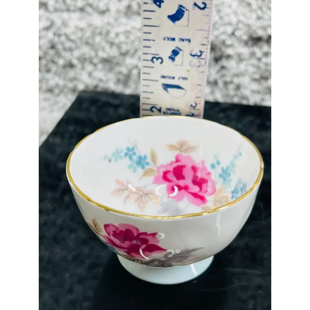 Aynsley England Bone China White Floral Footed Mini Bowl Gold Rim 3